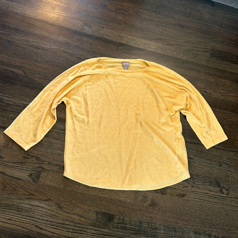 Chico’s Yellow Lightweight Top Shirt Blouse 1 EUC
